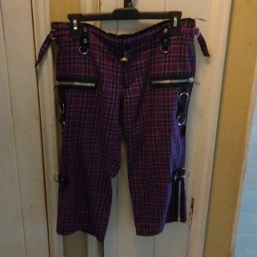 Tripp rare purple plaid capris hottopic punk bondage